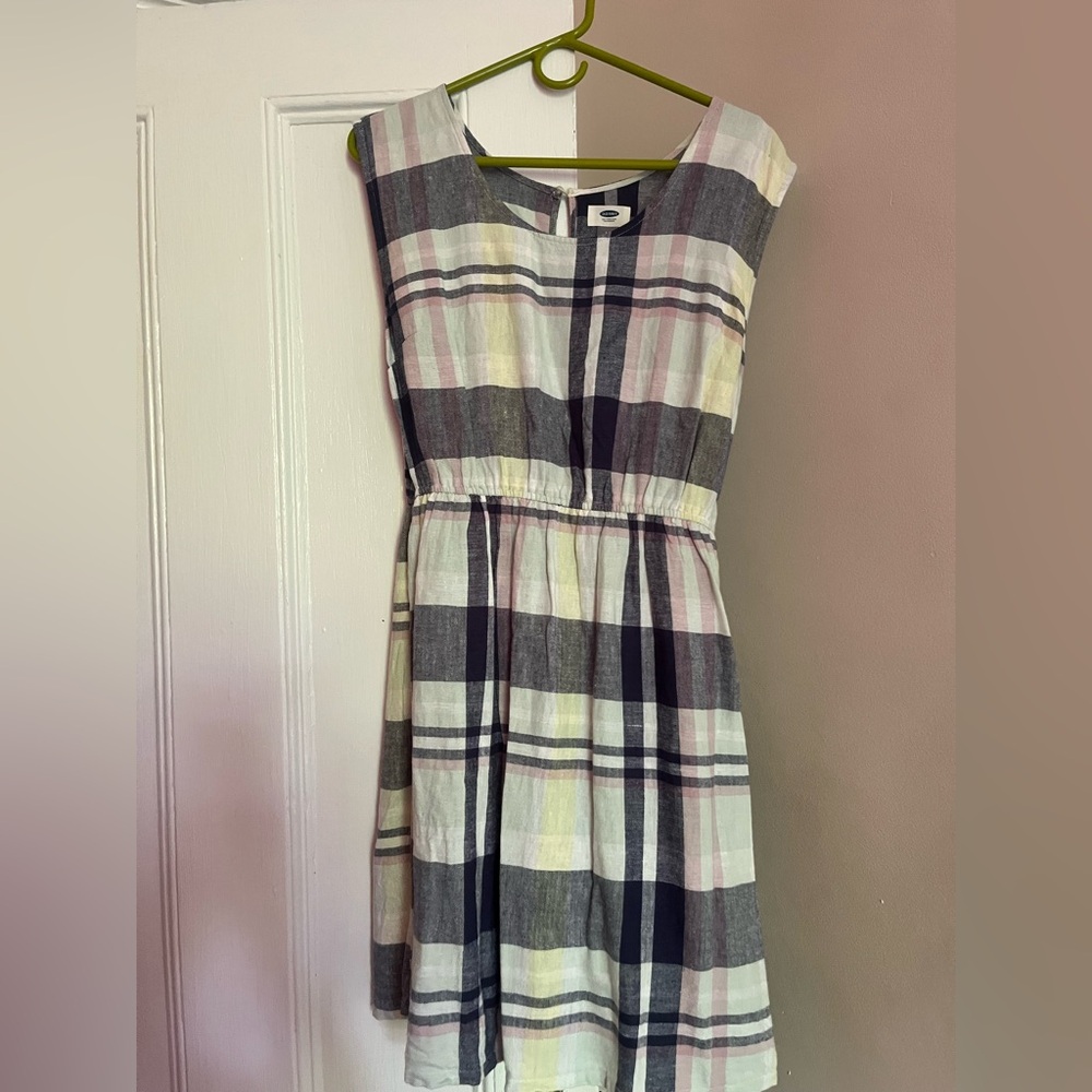 Old Navy Pink and Black Plaid Dress